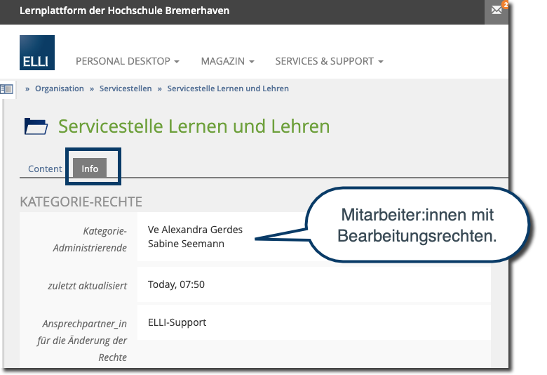 Abbildung des Info-Reiters